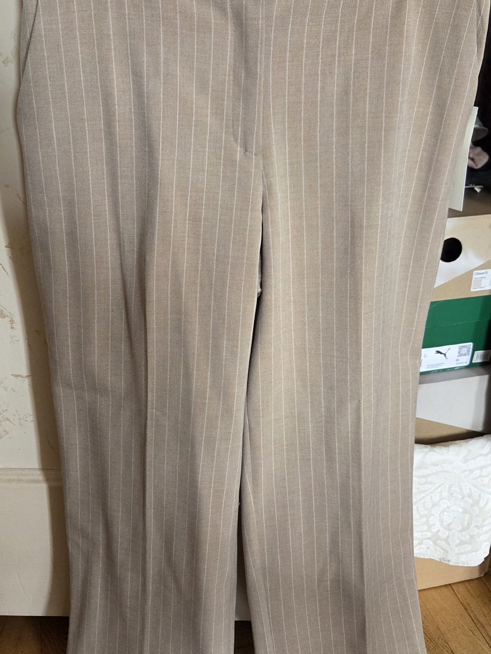 Rachel Zoe Taupe Pinstripe Trousers
